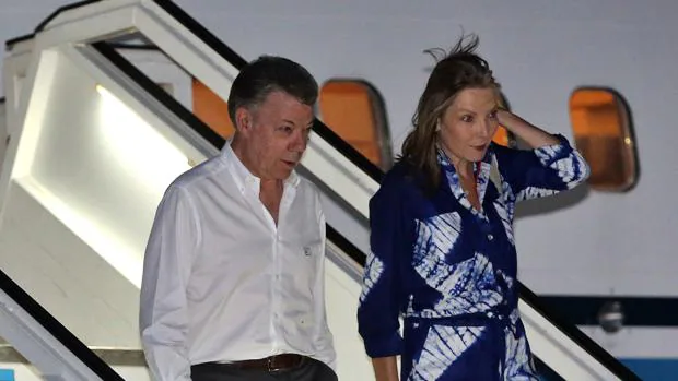 El presidente de Colombia, Juan Manuel Santos, a su llegada al aeropuerto de La Habana