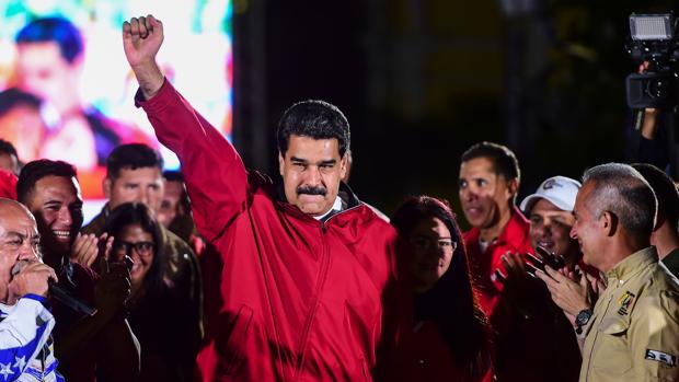 Nicolás Maduro celebrando los resultados electorales