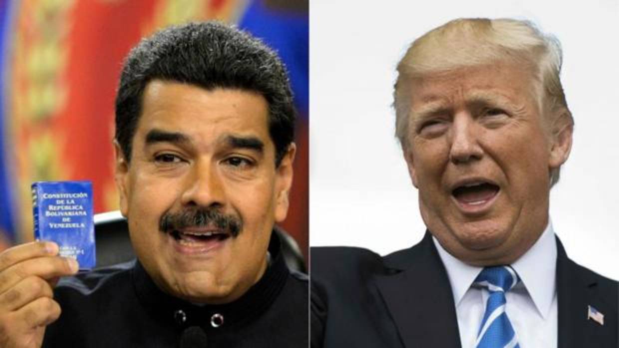 A la izquierda, Nicolás Maduro. A la derecha, Donald Trump