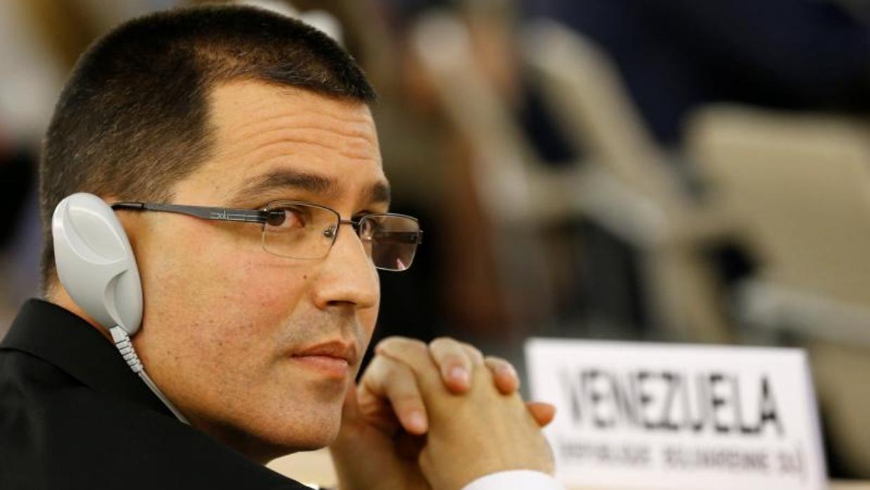 El canciller venezolano, Jorge Arreaza, este lunes en la sede de la ONU en Ginebra