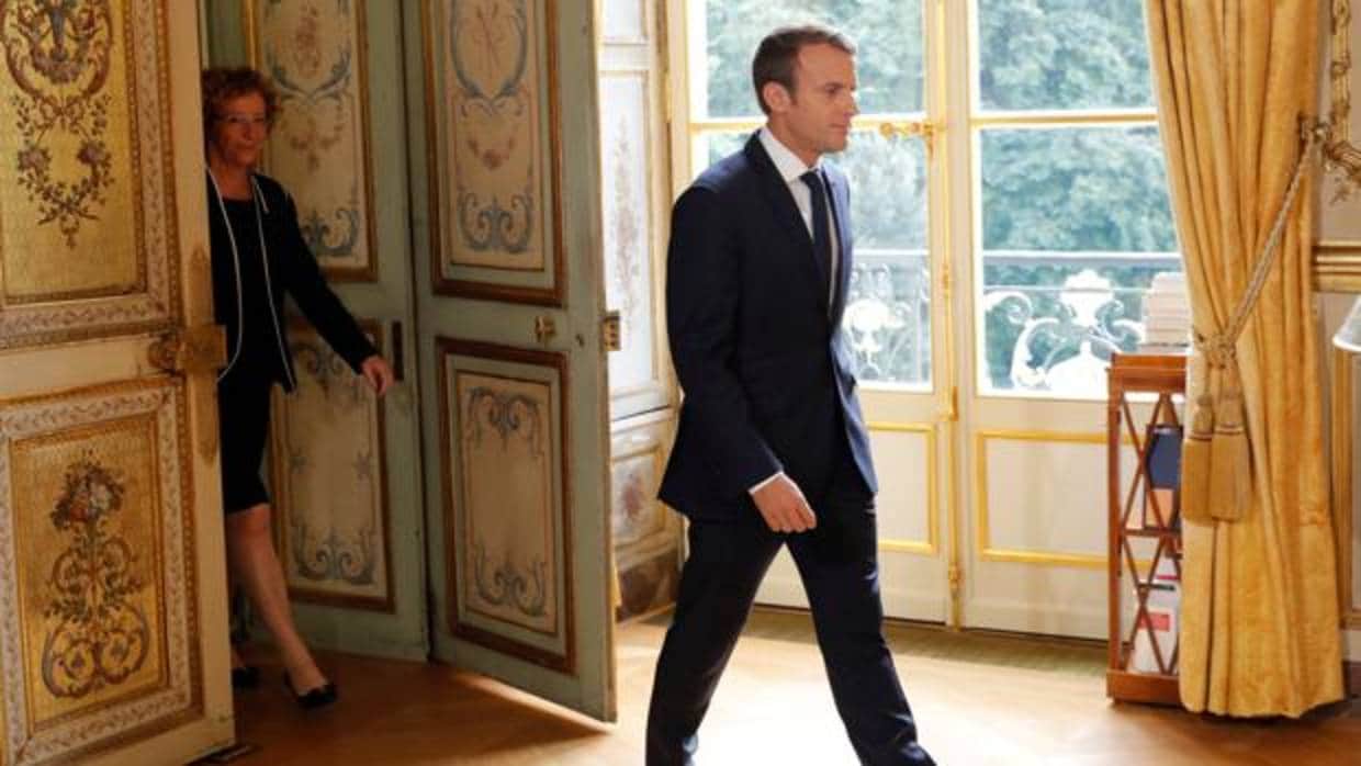 El presidente Macron, en el Palacio del Elíseo