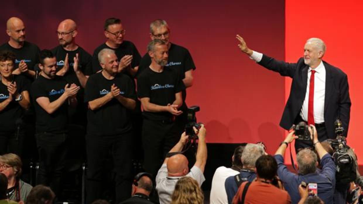 El líder del Partido Laborista, Jeremy Corbyn, este miércoles durante una conferencia de su formación en Brighton
