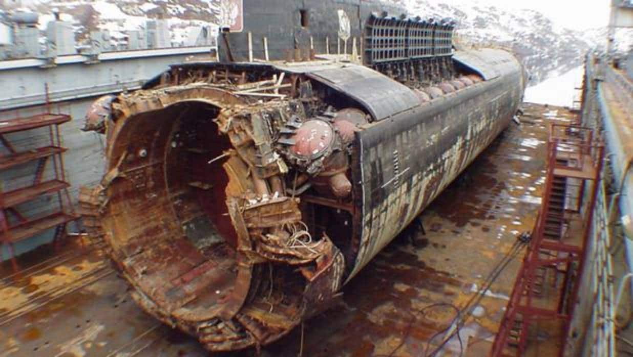Parte del submarino Kursk, que fue recuperado años después