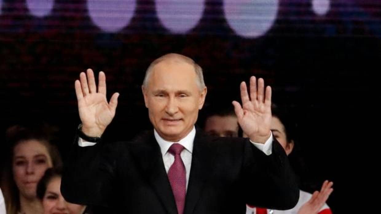 El presidente Vladímir Putin, hoy, durante un acto en Moscú