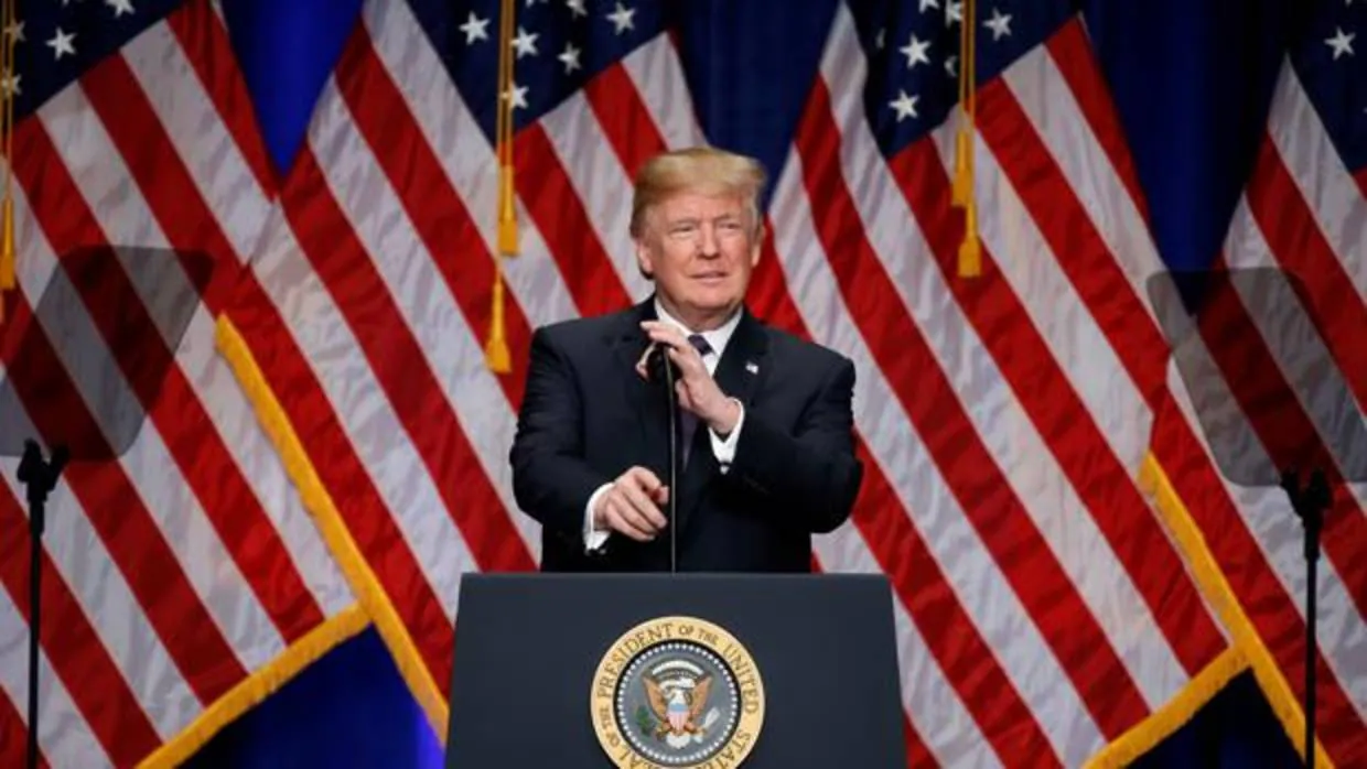 El presidente Trump durante su discurso en Washington sobre estrategia de seguridad nacional