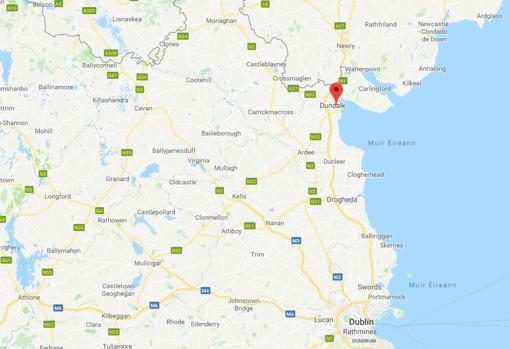 Mapa que muestra dónde se ubica la ciudad irlandesa de Dundalk