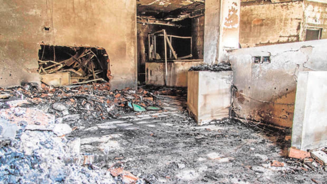 Dependencias del Ministerio de Economía quemadas por las protestas en la localidad de El Guedar