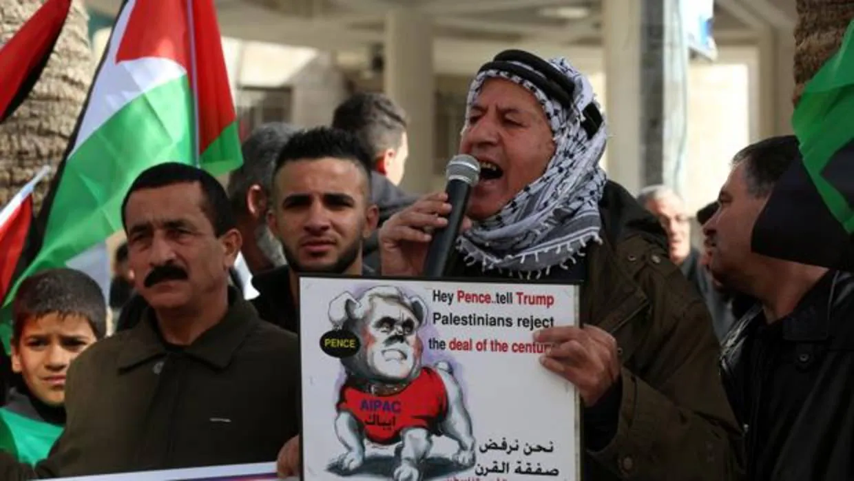 Protesta palestina contra Pence en la ciudad cisjordana de Nablus EFE