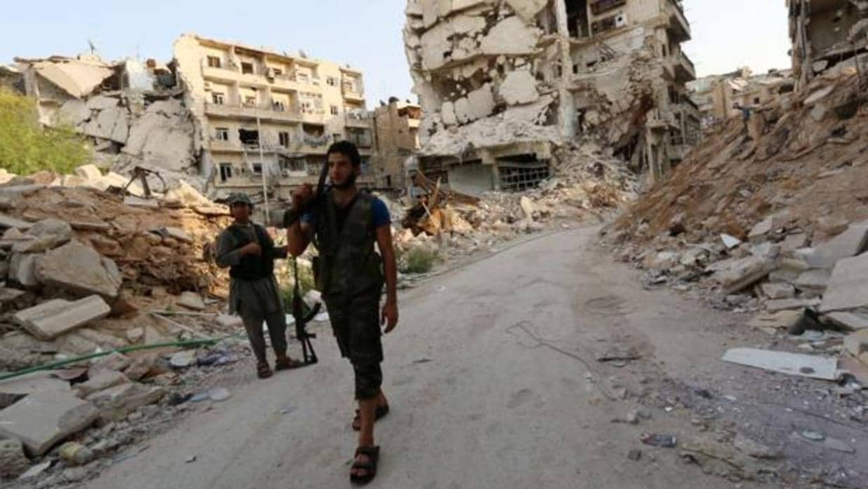 Combatientes rebeldes en una imagen de archivo en Alepo