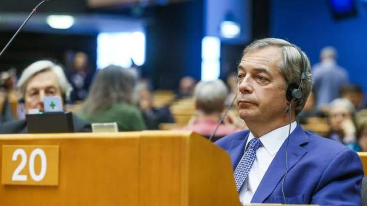 Nigel Farage, este miércoles en la sesión plenaria en el Parlamento Europeo