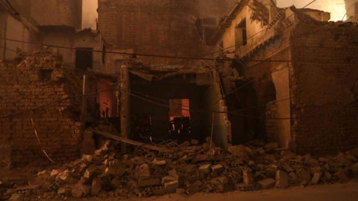 Vista de edificios destruidos después de presuntos ataques aéreos con fósforo blanco