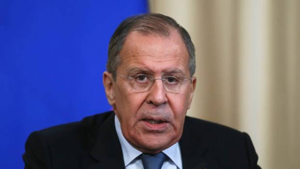 El ministro de Asuntos Exteriores ruso, Serguéi Lavrov, durante la rueda de prensa