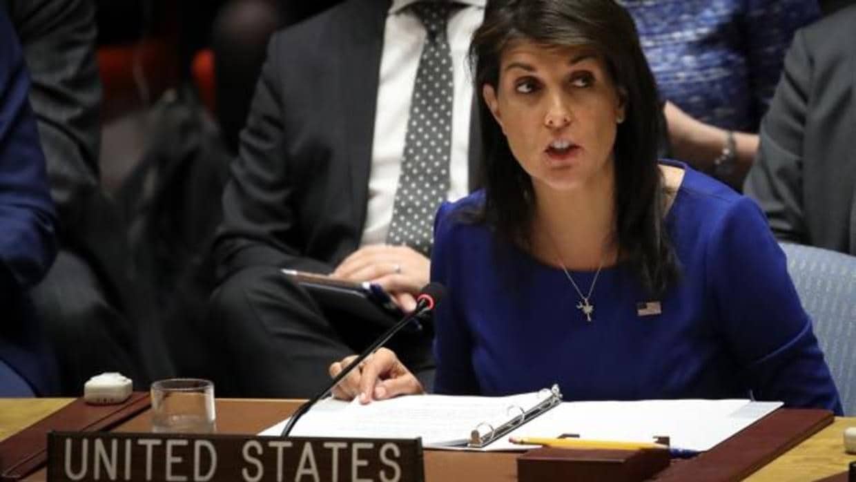 La embajadora de EE.UU. ante la ONU, Nikki Haley, en el Consejo de Seguridad
