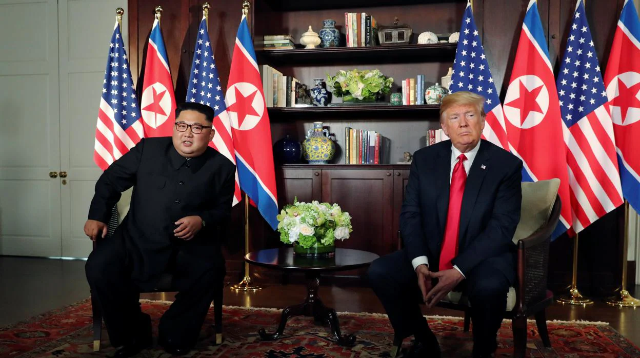 Kim Jong-un y Donald Trump en Singapur