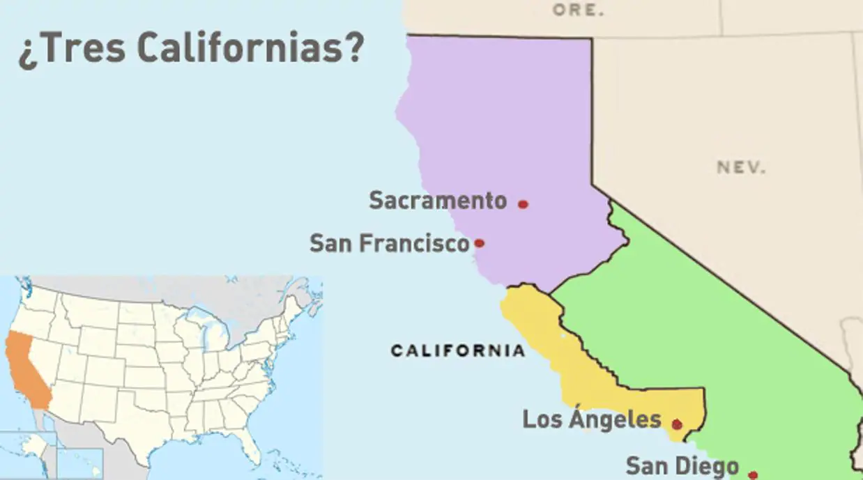 Cómo quedaría el estado de California con la división en tres nuevos estados