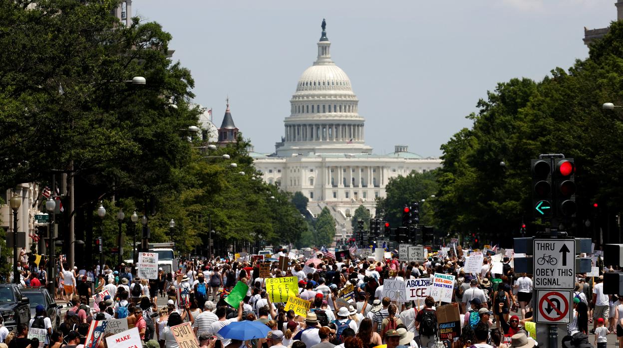 Marcha hacia el Capitolio, en Washington, contra la polítca migratoria de Donald Trump