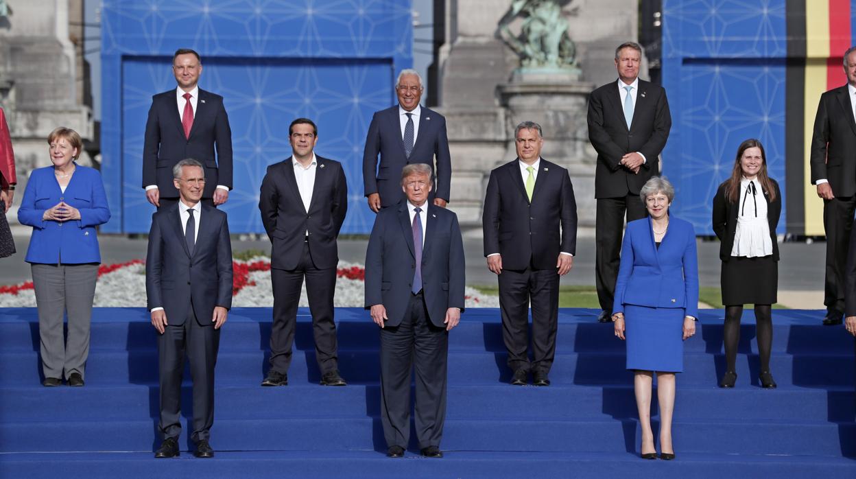 Los jefes de los estados miembros de la OTAN en Bruselas, durante la cumbre