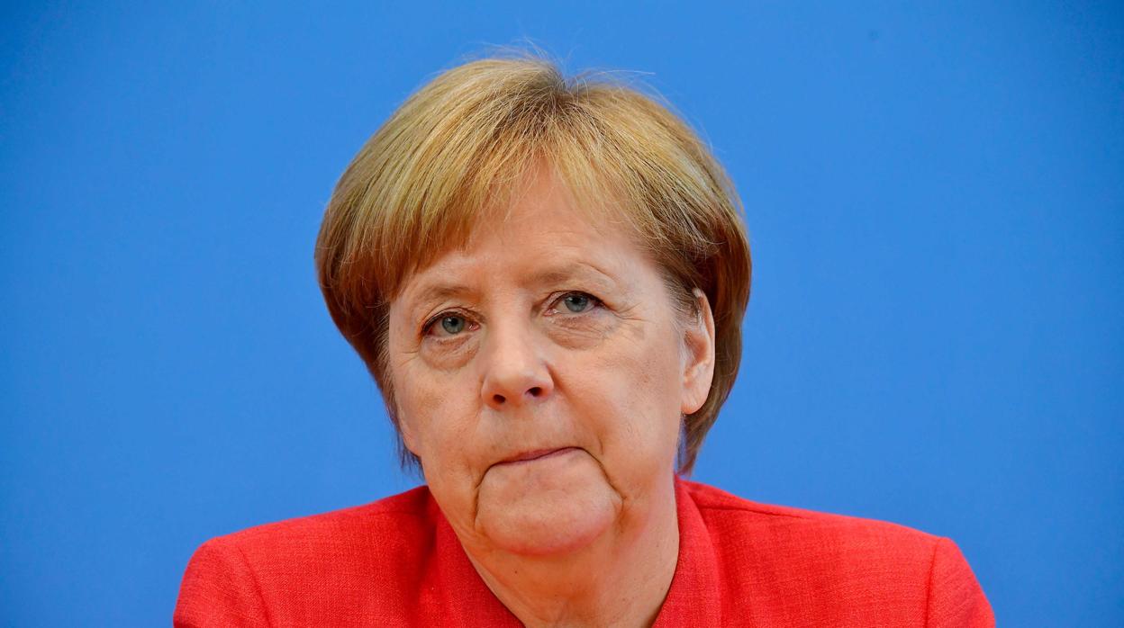 La canciller, Angela Merkel durante la rueda de prensa en Berlín