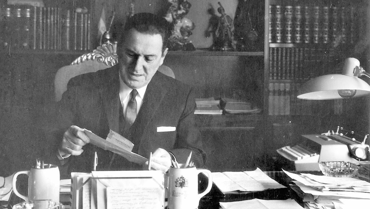 Juan Domingo Perón, en su casa de Madrid