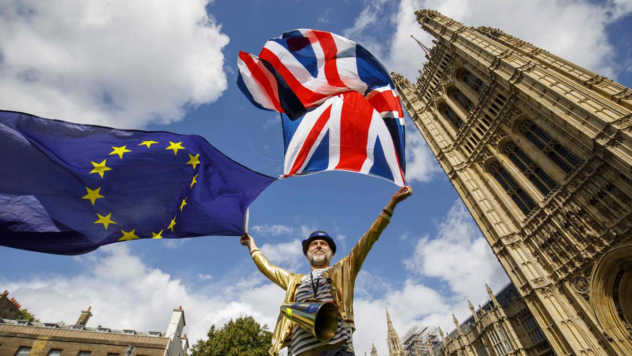 Protesta a favor de la permanencia de Reino Unido en la UE, frente al Parlamento Británico, en 2017