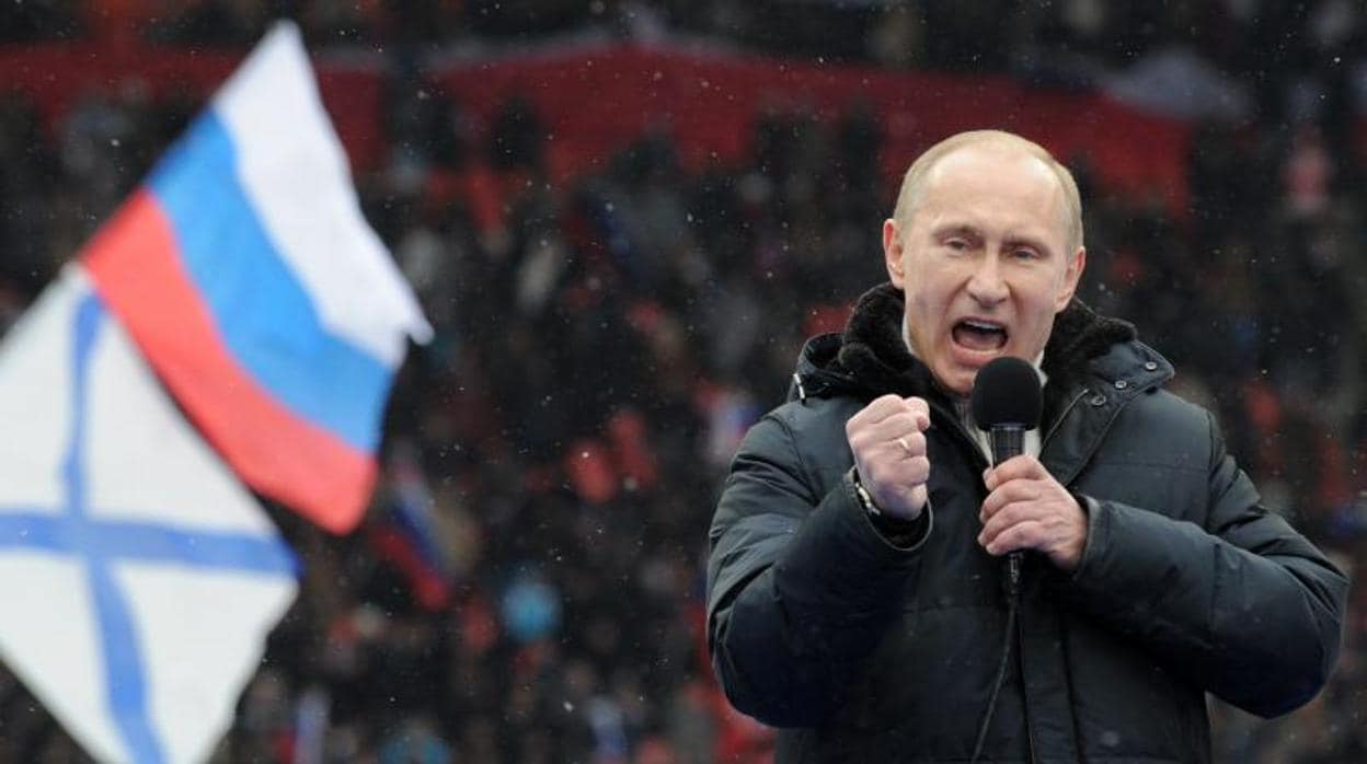 El presidente ruso, durante un mitin de campaña para las elecciones de 2012, que volvió a ganar