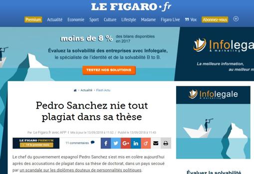 Captura de la noticia en el portal Le Figaro