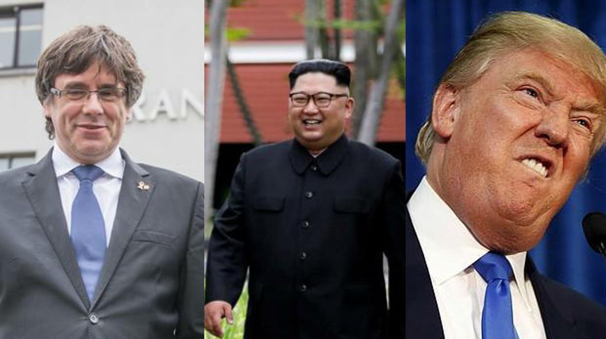 De izquierda a derecha: Carles Puigdemont, Kim Jong-un y Donald Trump