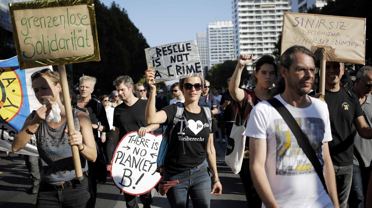 Manifestantes en Berlín