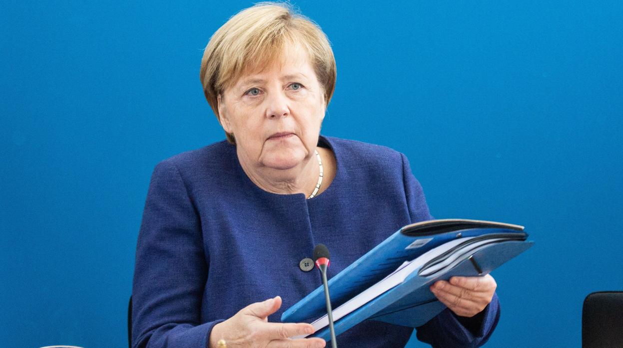 Angela Merkel, al comienzo de la reunión de la CDU en su sede en Berlín