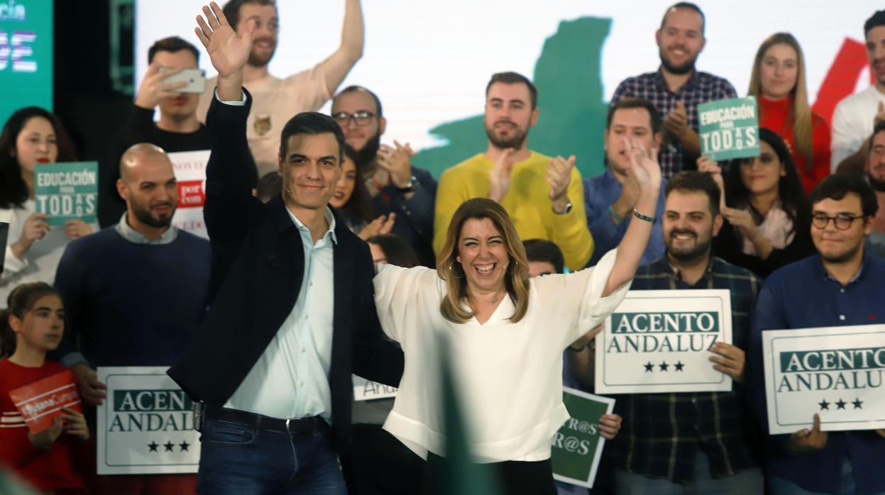 Un acto público de la presidenta de la Junta y candidata socialista a la reelección, Susana Díaz, y el presidente del Gobierno y secretario general del PSOE, Pedro Sánchez