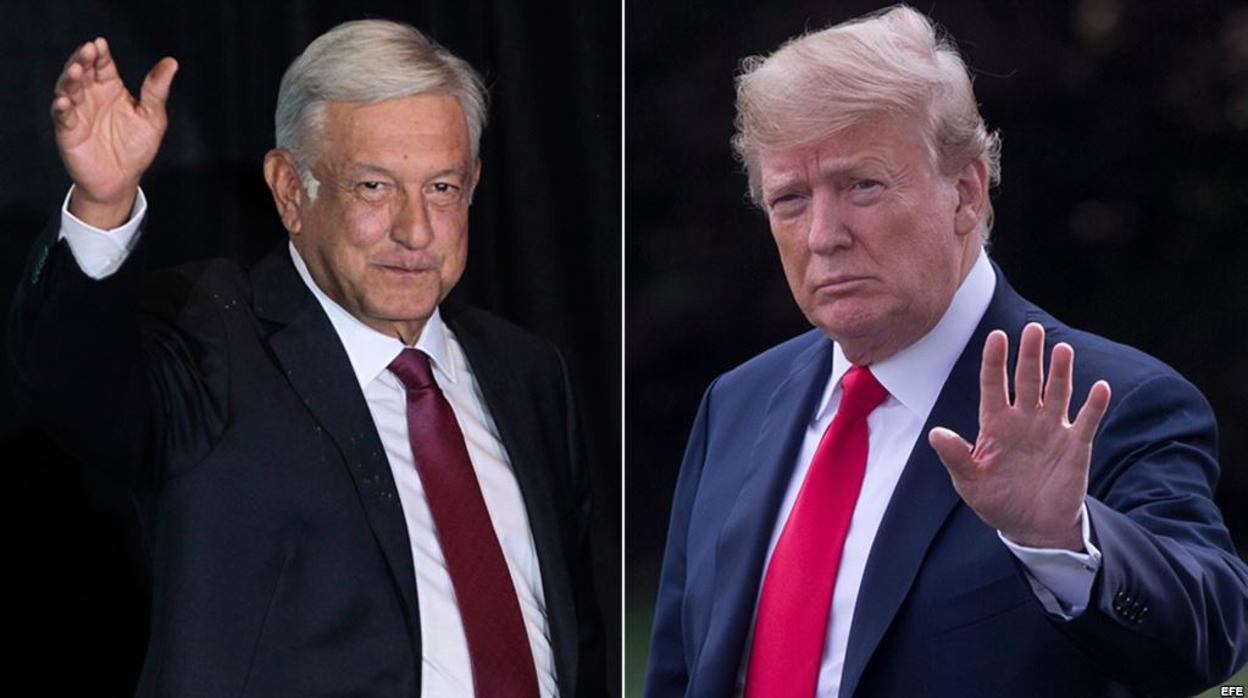 El presidente de México, Andrés Manuel López Obrador, y el mandatario estadounidense, Donald Trump (derecha)