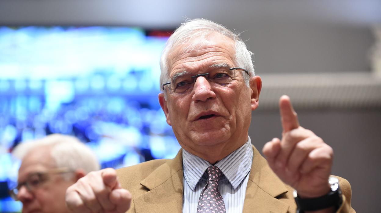 El ministro español de Asuntos Exteriores, Josep Borrell, este lunes en Bruselas