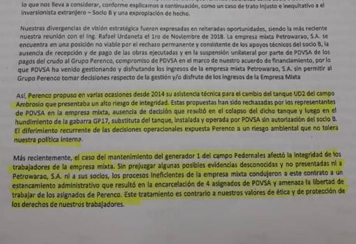 Parte de la carta a la que ha tenido acceso ABC