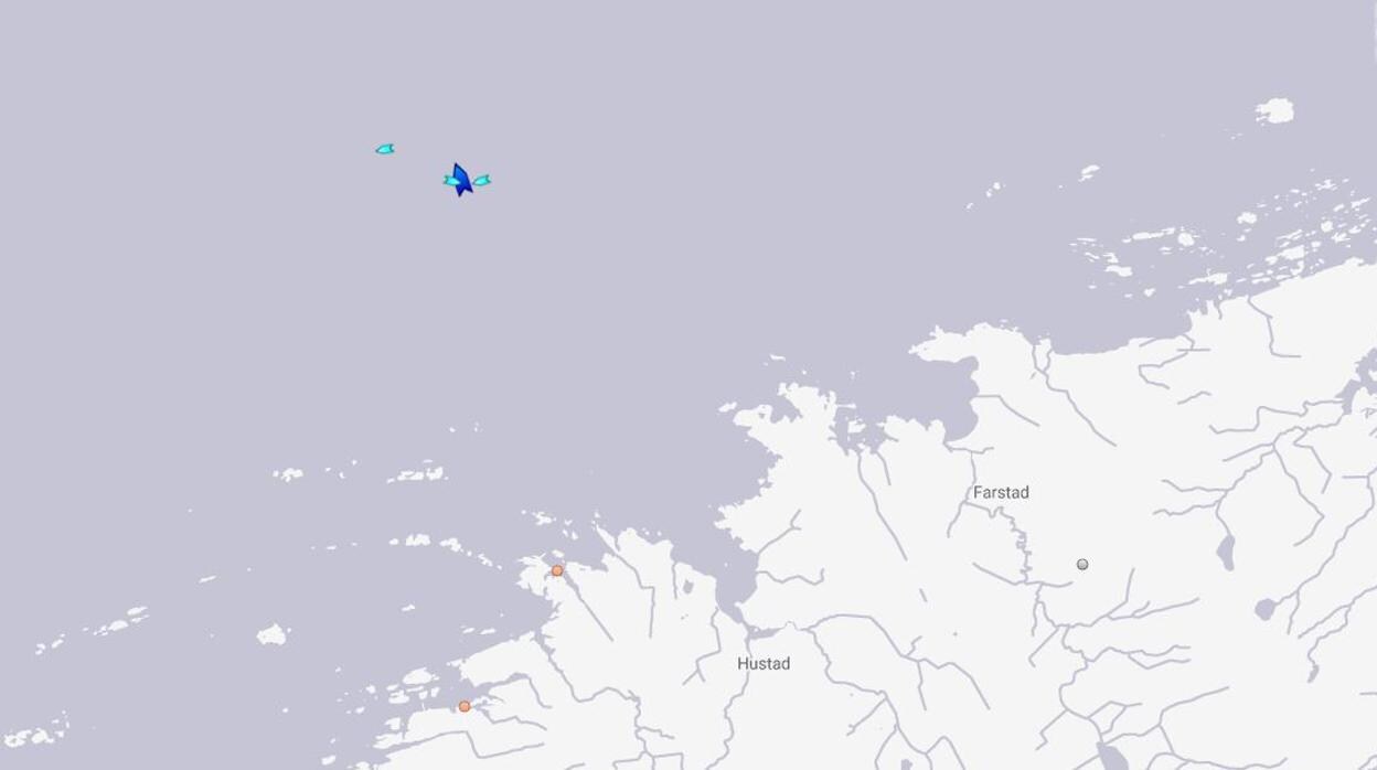 Posición del crucero Viking Sky frente a la costa de Noruega a las 17.30, hora española