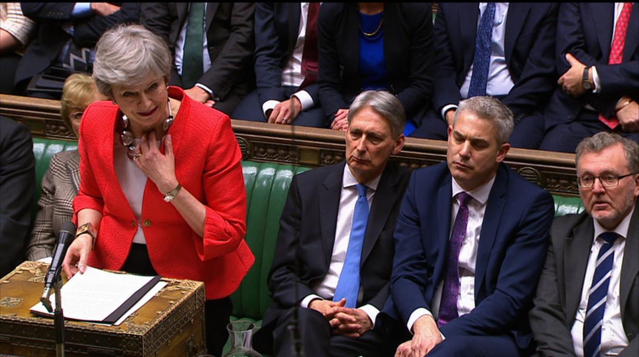 La primera ministra británica, Theresa May, durante una intervención en el Parlamento británico