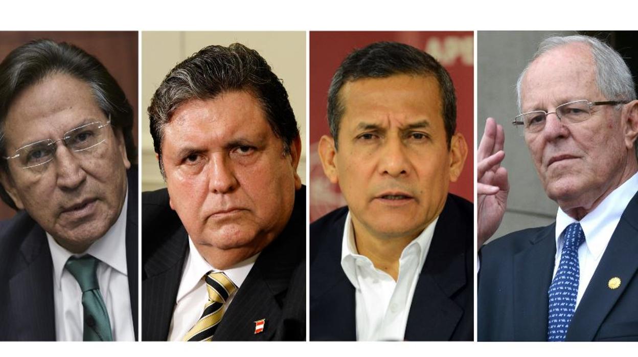 De izquierda a derecha, Alejandro Toledo, Alan García, Ollanta Humala y Pedro Pablo Kuczynski