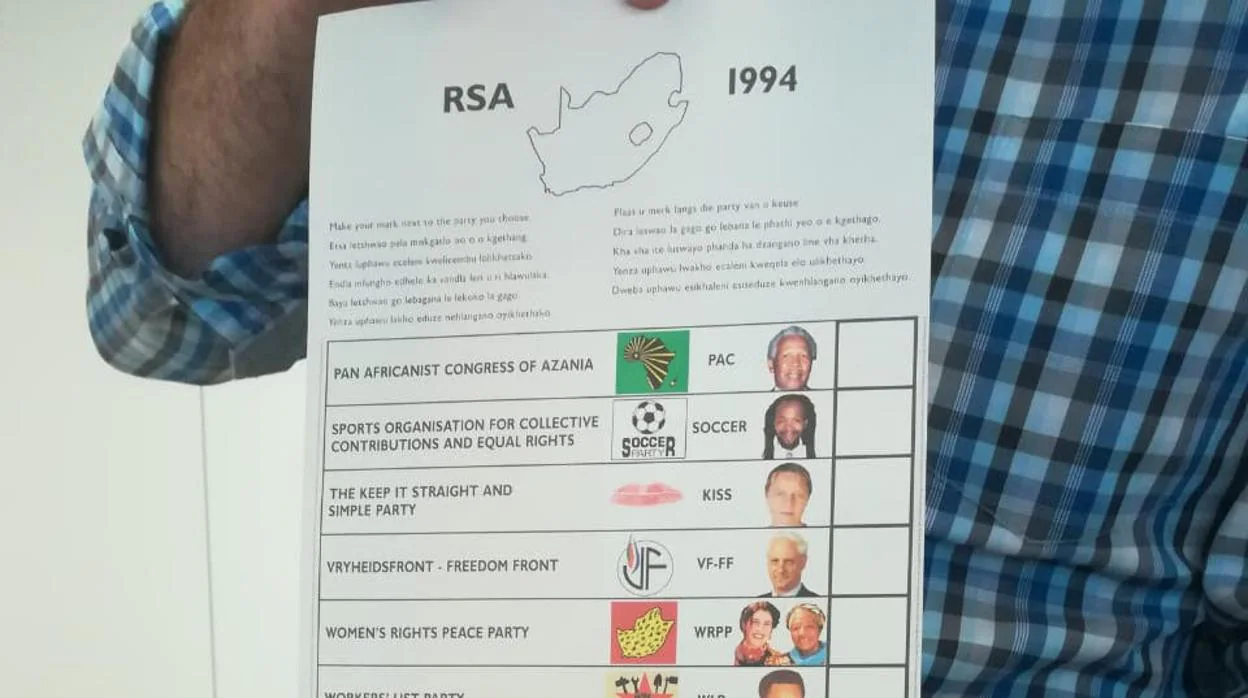 Papeleta de las elecciones de Sudáfrica en 1994