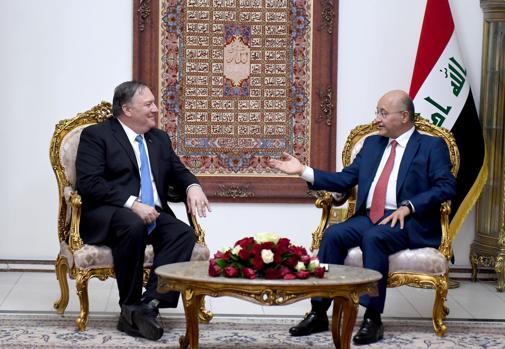 Pompeo, con el presidente iraquí, Barham Salih, en Bagdad