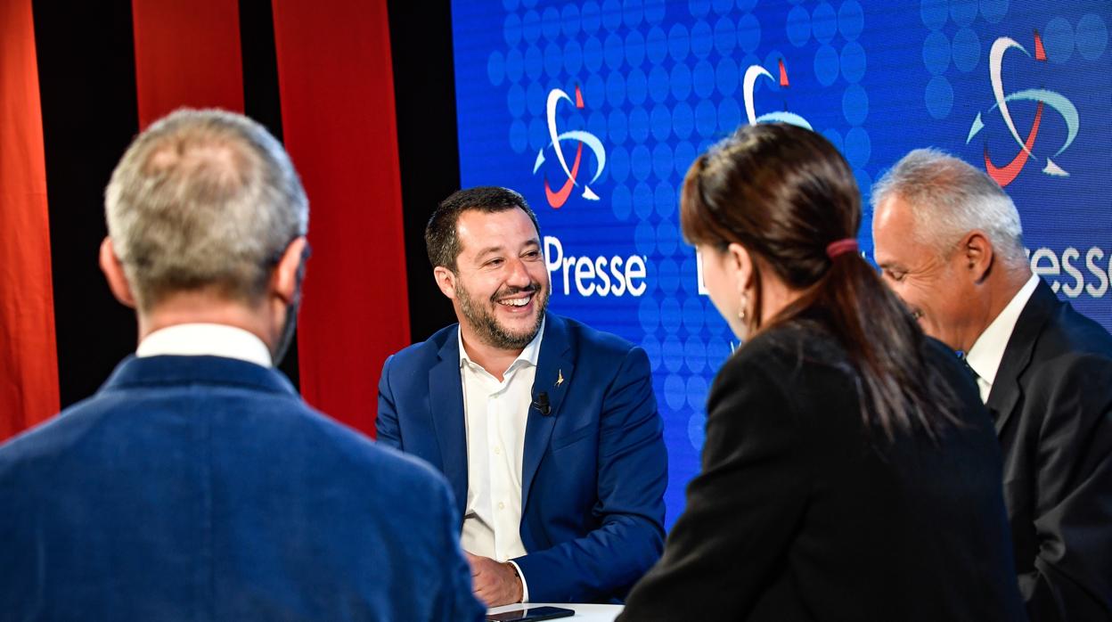 Matteo Salvini, durante un debate en la televisión italiana