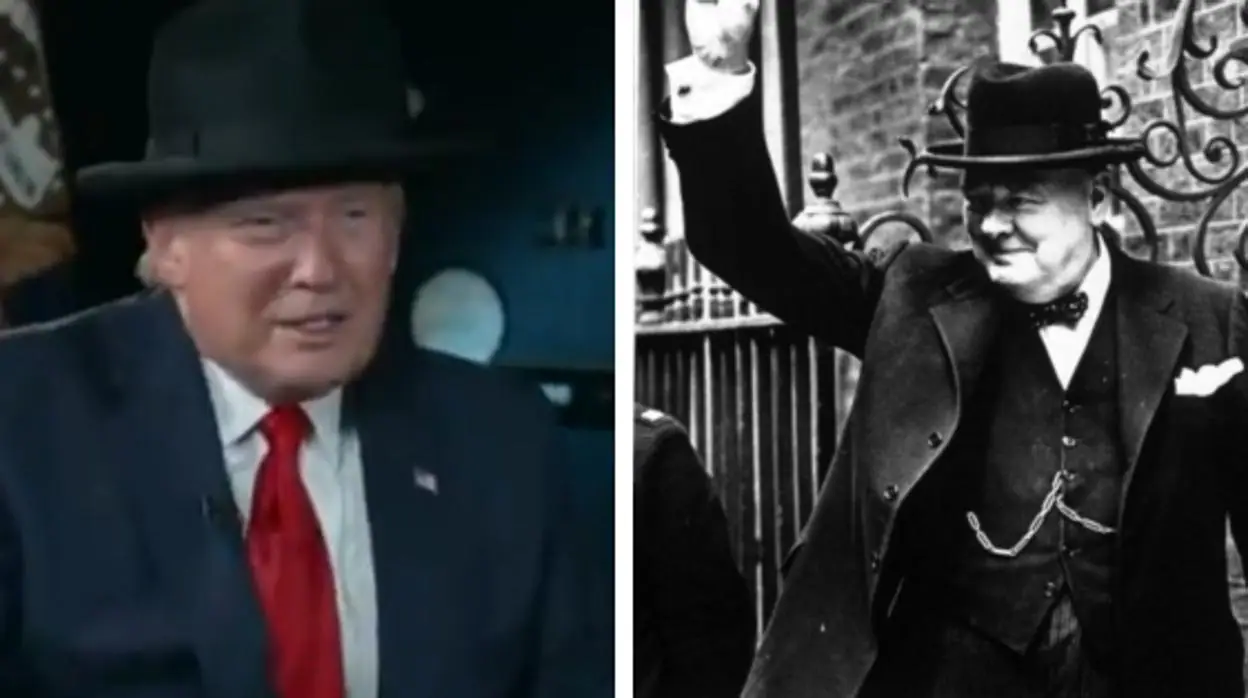 Trump se pone un sombrero como el de Churchill: «A Winston le quedaba mejor»