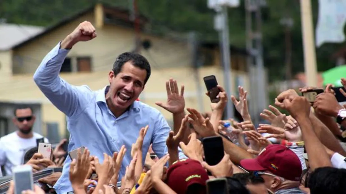 El presidente interino, Juan Guaidó en Tovar, Venezuela