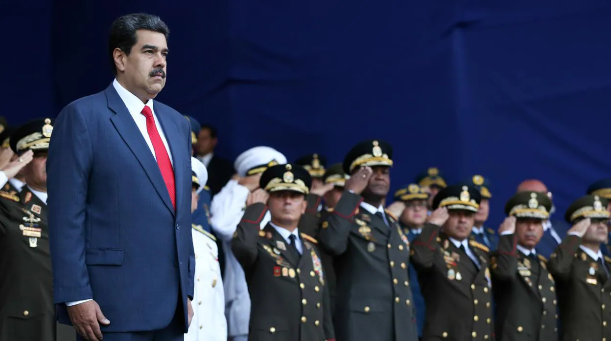 Nicolás Maduro durante una ceremonia militar en Caracas