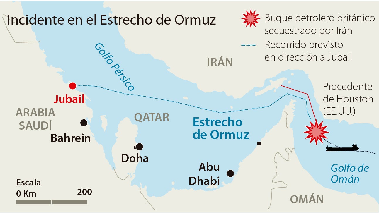 El petrolero británico capturado por Irán lleva 23 personas a bordo y se dirigía a Arabia Saudí