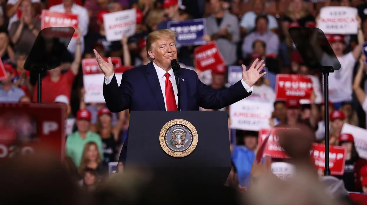 El presidente estadounidense, Donald Trump, en un acto de campaña en Nuevo Hampshire la semana pasada