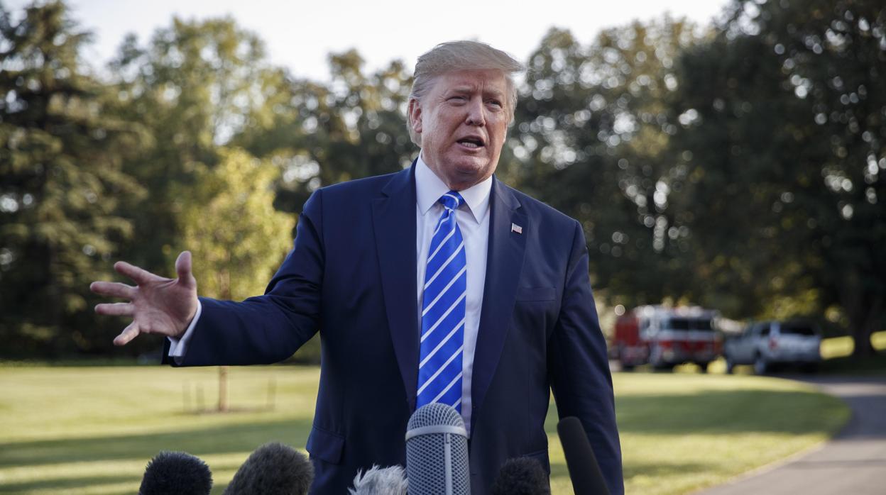 Donald Trump, durante la conferencia de prensa en Camp Davis