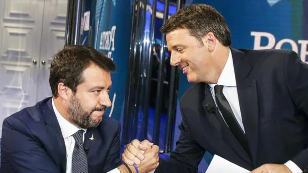 Cara a cara de alta tensión entre Salvini y Renzi, las dos figuras italianas del momento