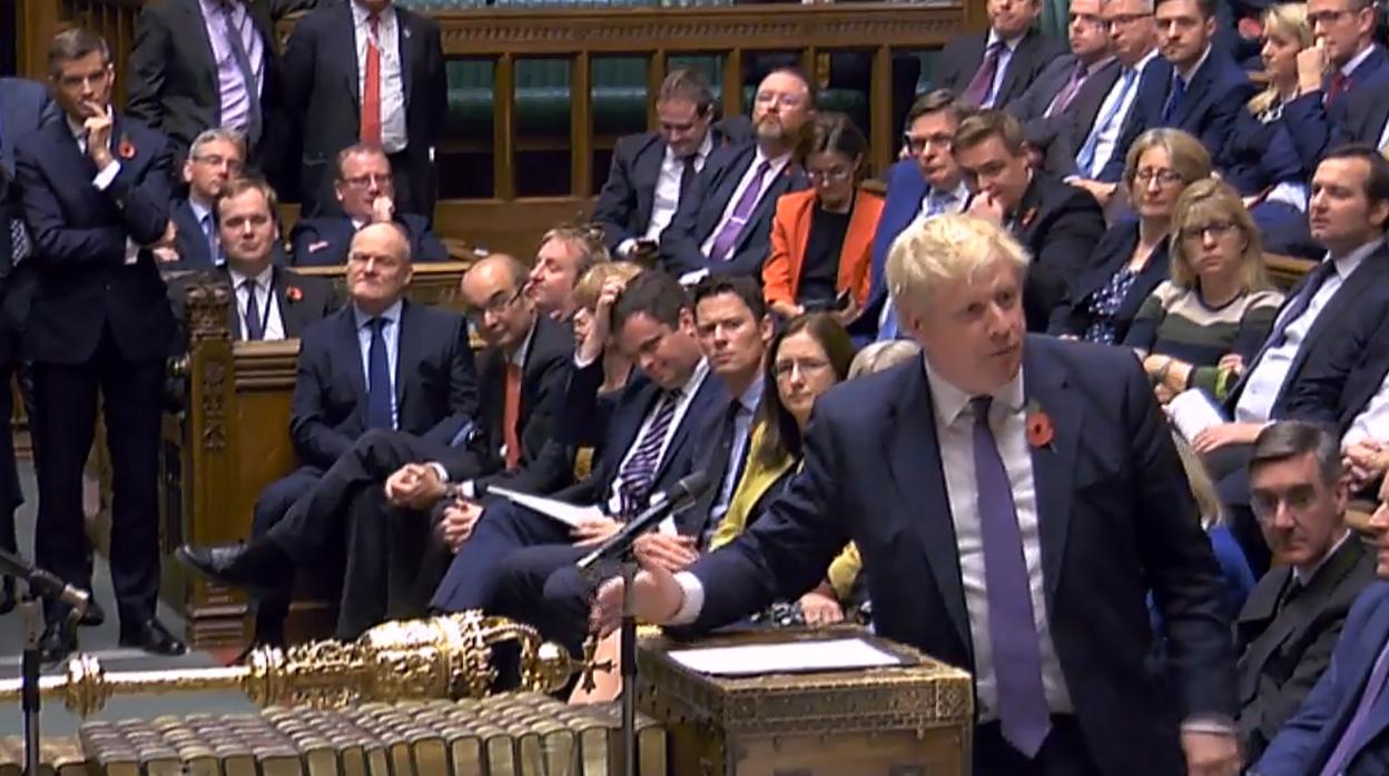 Boris Johnson, al inicio del debate en la Cámara de los Comunes