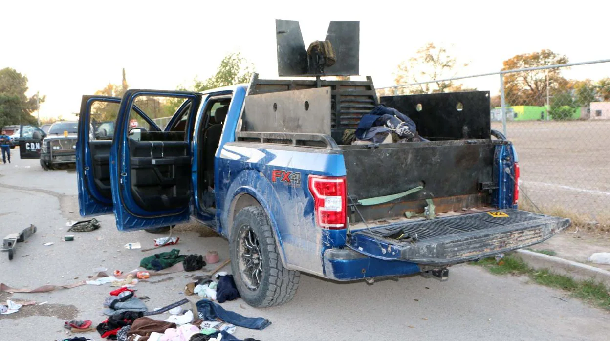 Un vehículo equipado con blindaje y un arma automática de grueso calibre utilizado por los pistoleros