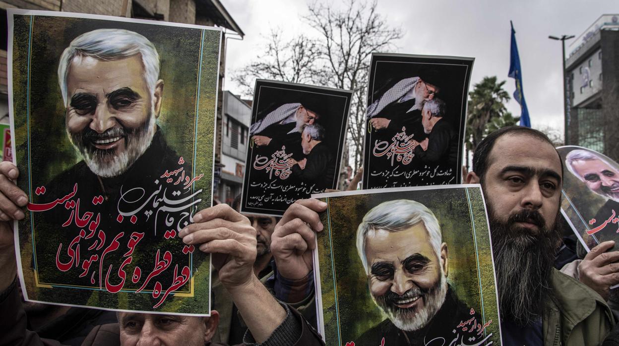 Protesta contra la muerte del general Suleimani, en Rasht (Irán)