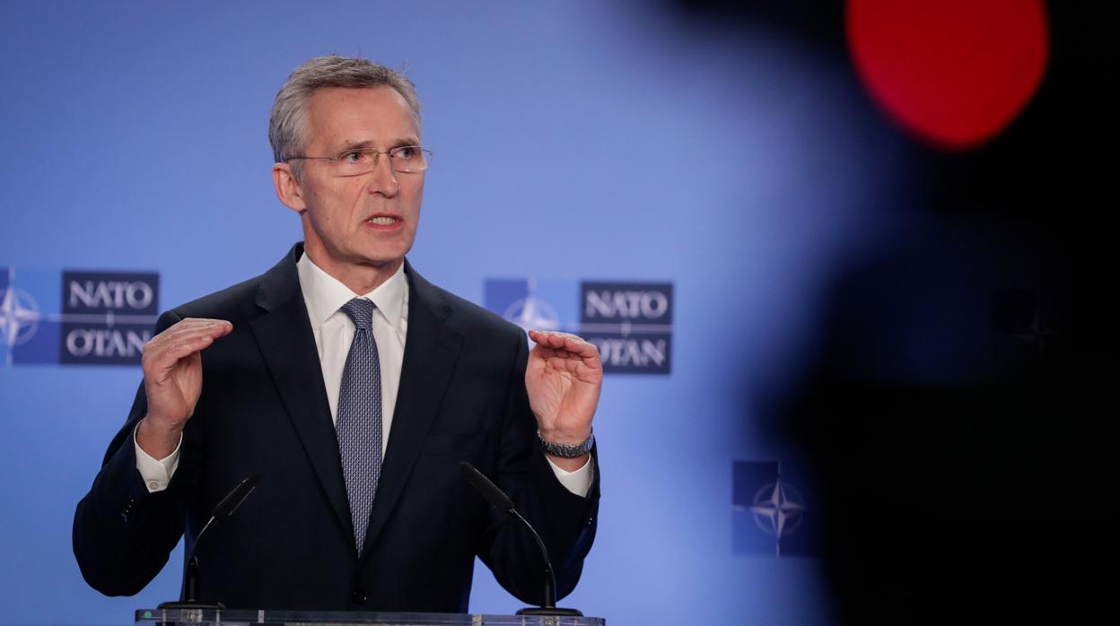 El secretario general de la OTAN, Jens Stoltenberg, durante la rueda de prensa en Bruselas